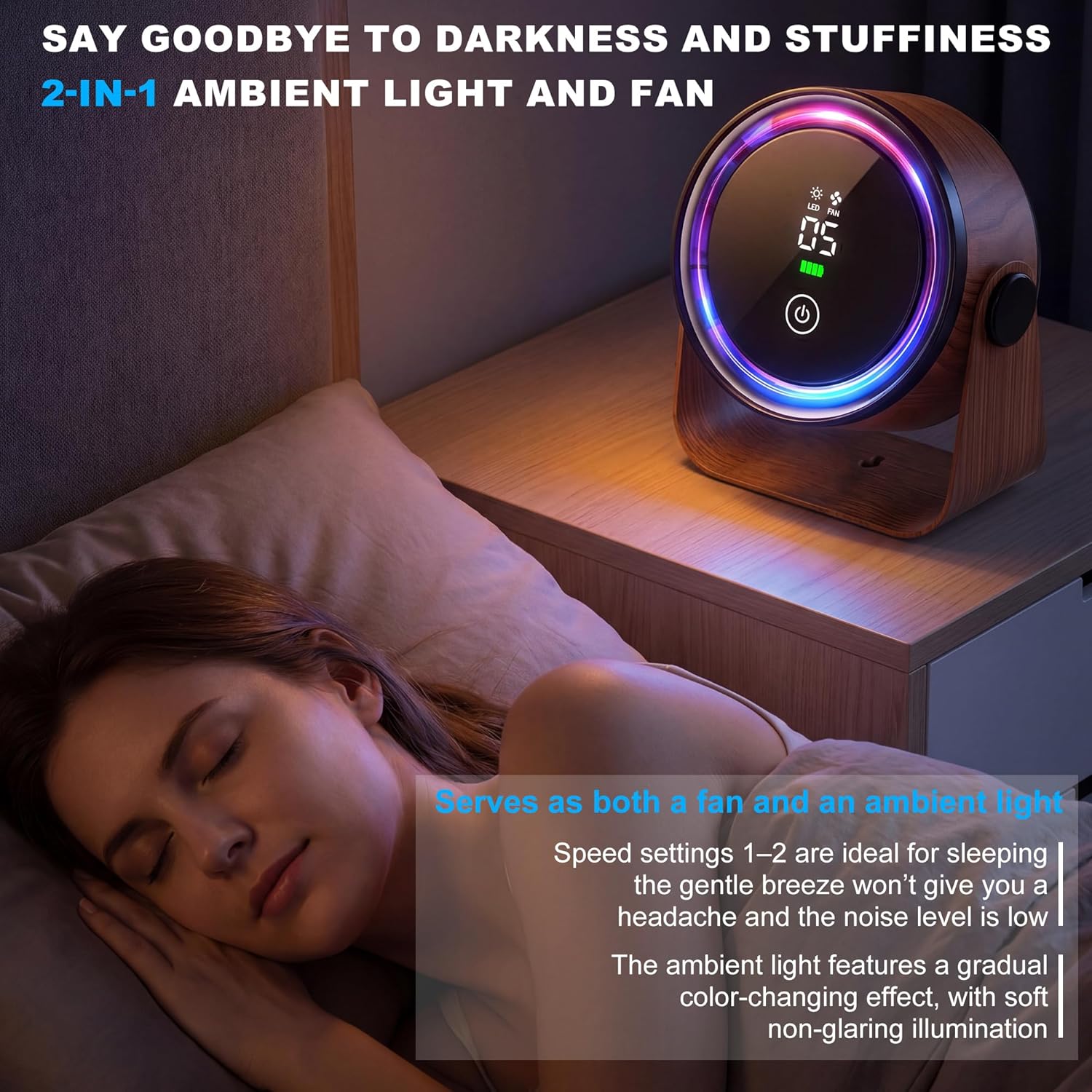Portable Breeze Fan with Night Light